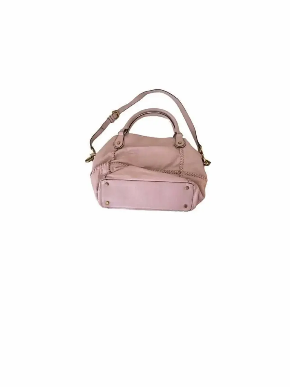 OrYany Pink Pebbled Leather Whipstitch Hobo Satchel Crossbody Bag